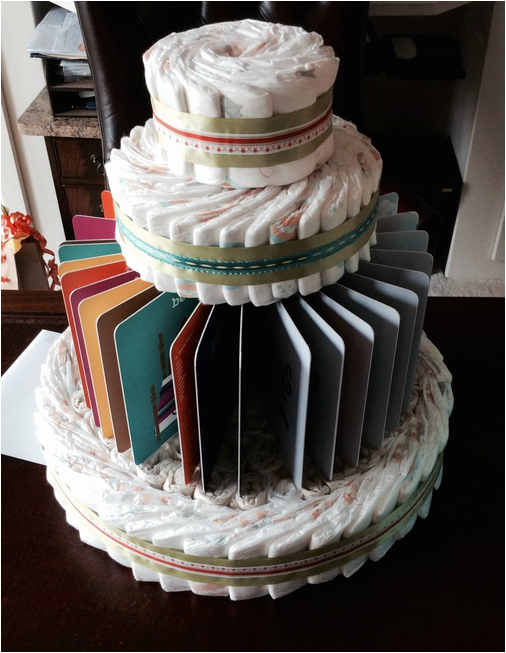 book-themed diaper cake #bookdiapercake #babyshower #bookbabyshower