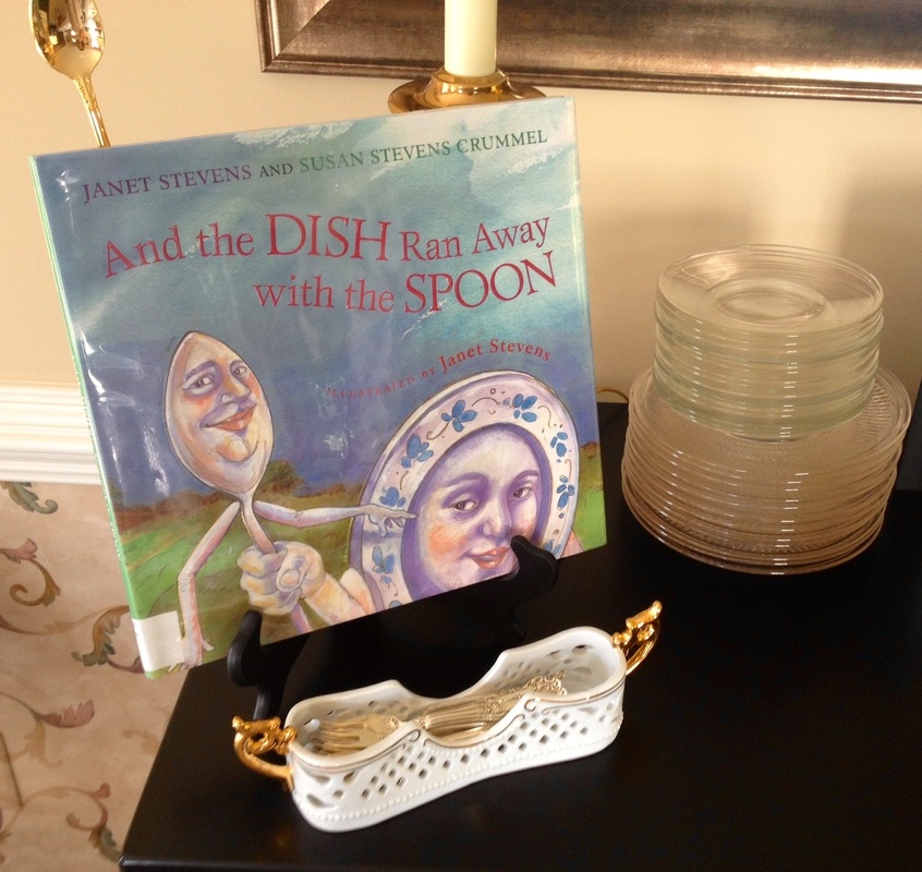 silverware display for book-themed baby shower